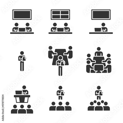 conference icon solid, people, business meeting, board director