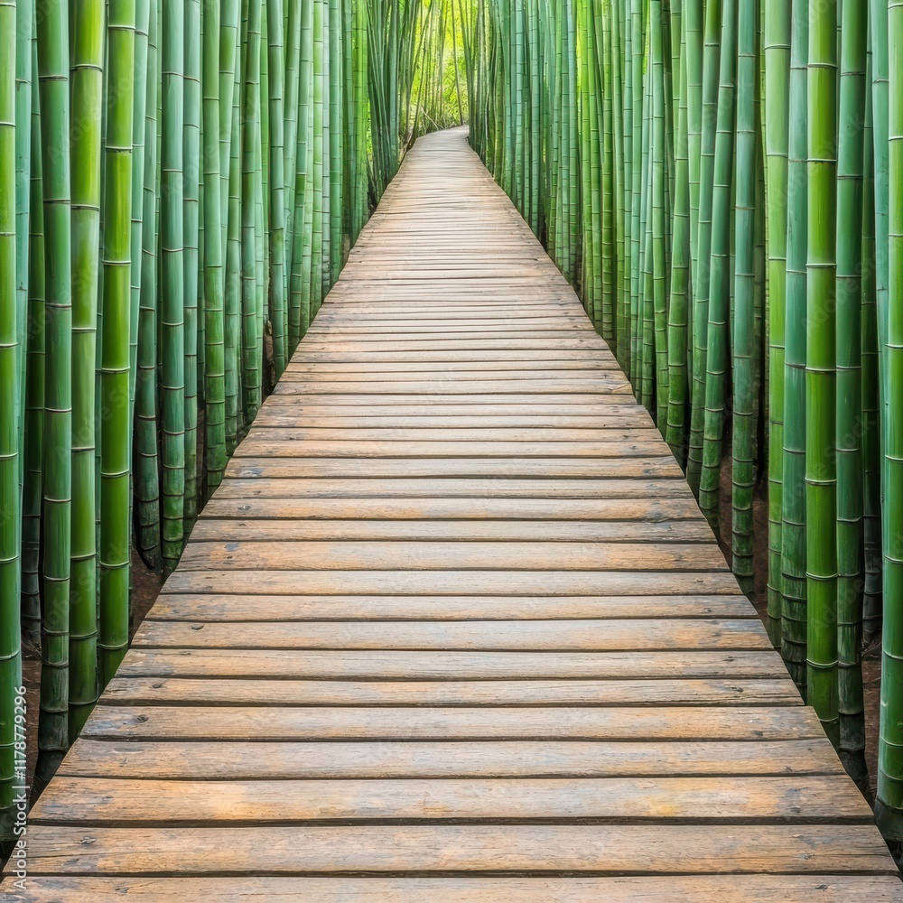 A serene bamboo pathway leads through tall green stalks, creating a tranquil and inviting atmosphere for exploration. A serene bamboo pathway leads through tall green stalks, creating a tranquil and inviting atmosphere for exploration.
