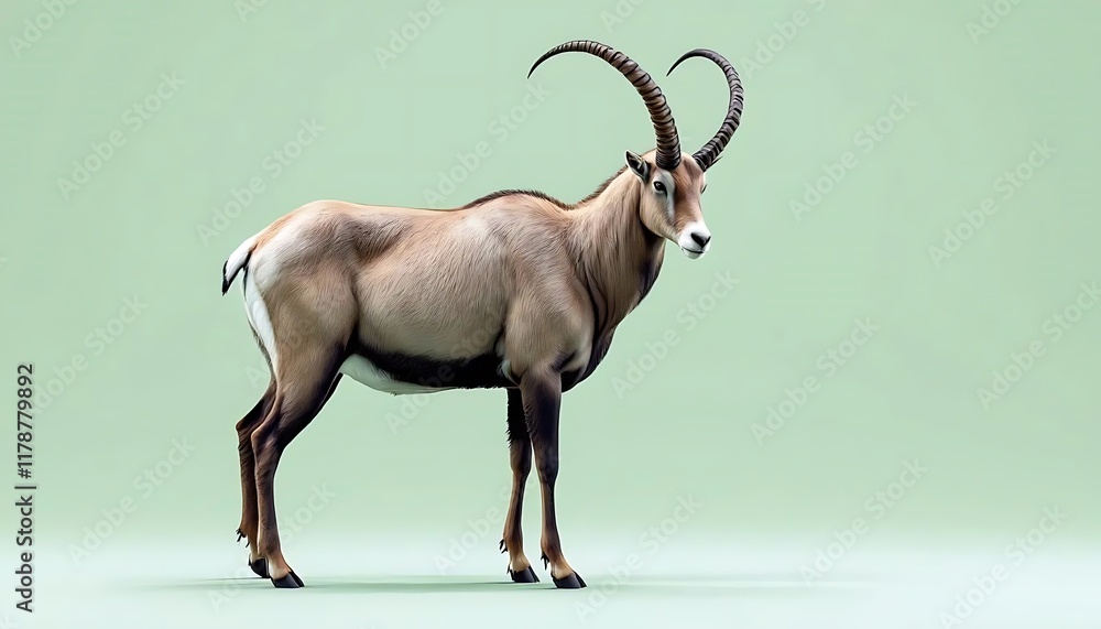 Fototapeta premium Majestic Scimitar Oryx: A Serene, Realistic Wildlife Portrait