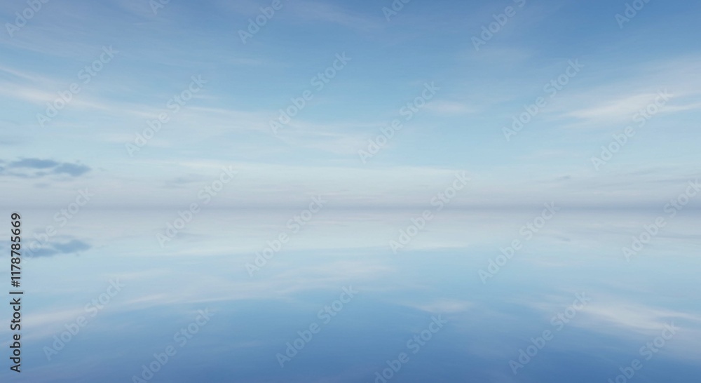 Serene Sky Reflection Calm Water Blue Heaven Peaceful Landscape Serene Sky Reflection Calm Water Blue Heaven Peaceful Landscape