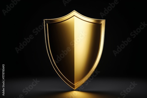 a close up of a shiny gold shield on a black background