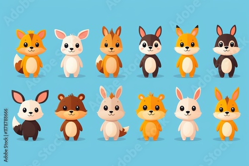 a close up of a group of different animals on a blue background