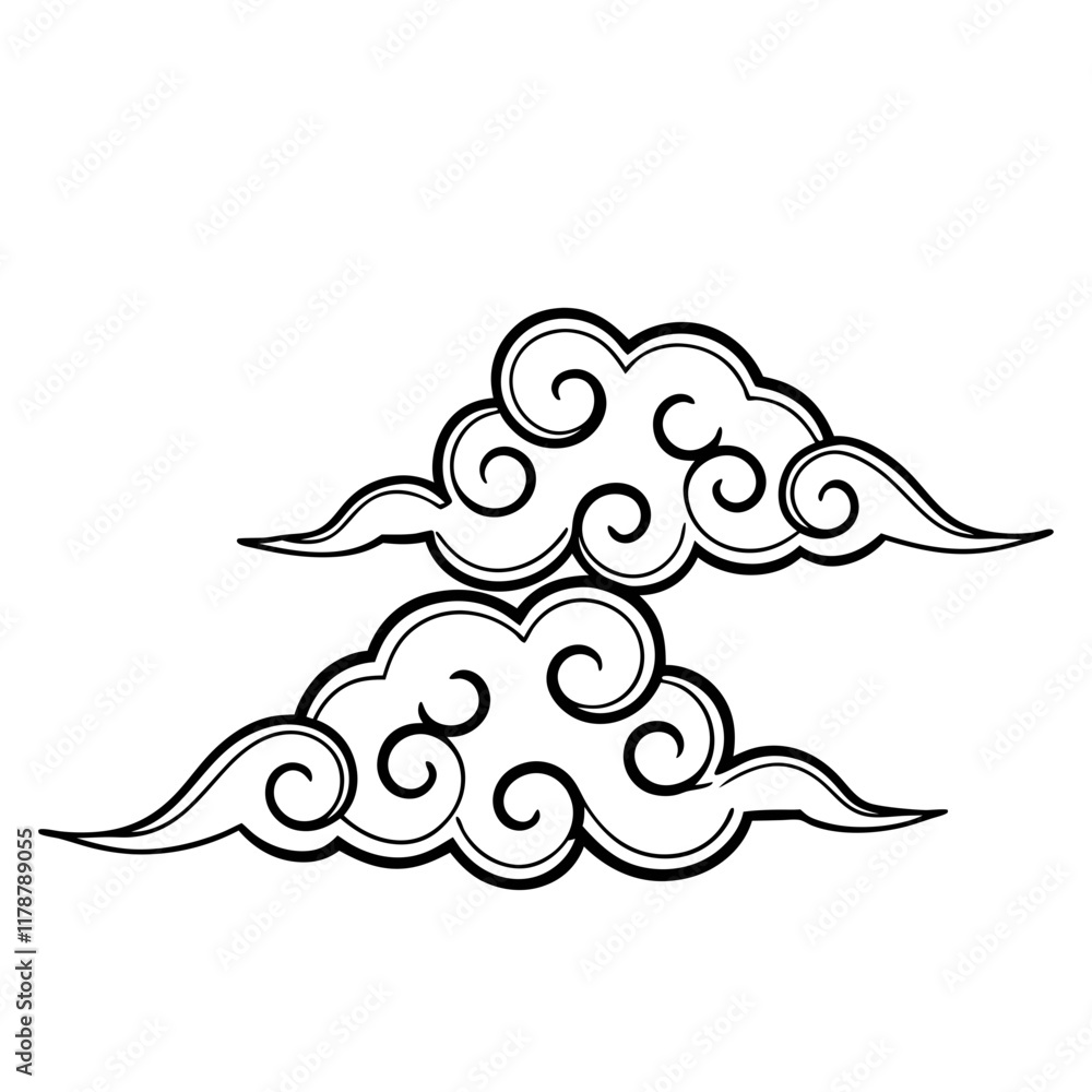 Fototapeta premium Chinese Cloud Hand Drawn Icon