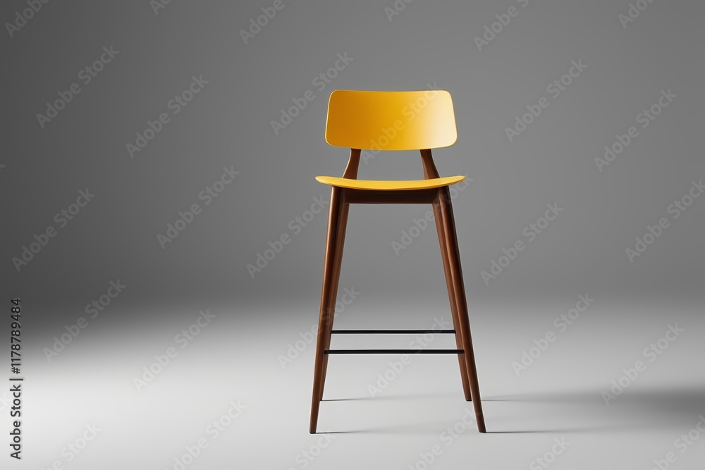 a close up of a yellow stool with a wooden seat a close up of a yellow stool with a wooden seat