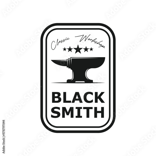 Rustic Blacksmith Forge Iron Anvil Foundry for Industrial Retro Workshop Logo Design
