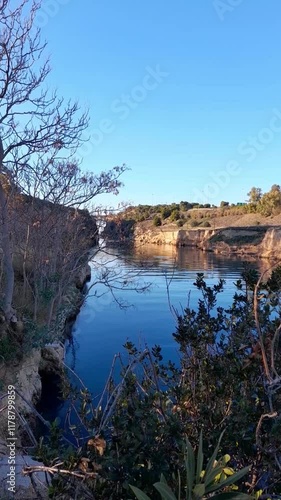 Corinth Canal in Greece. View from the Canal