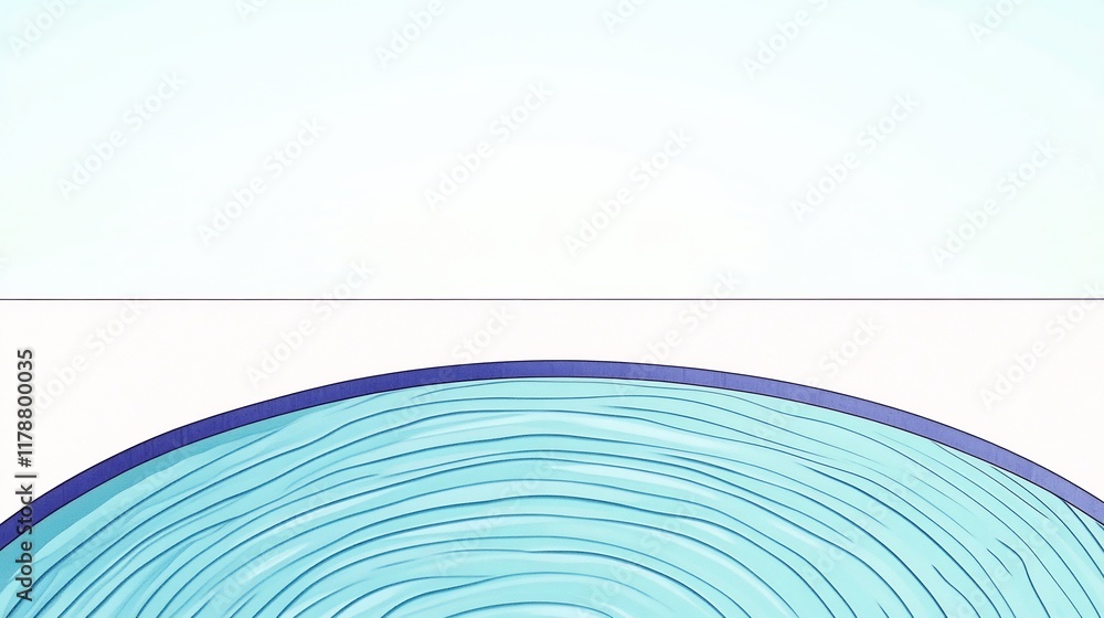 Fototapeta premium Serene Blue Abstract Digital Painting: Tranquil Swirling Circles Mockup Illustration. AI Generated