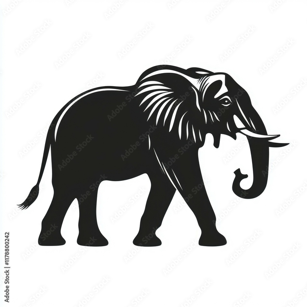 Fototapeta premium Majestic African Elephant Silhouette: A Powerful Symbol of Wildlife