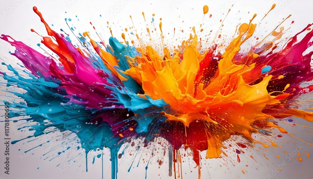 Fototapeta premium splash of colorful paint against a white 
