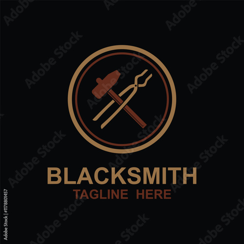 Rustic Blacksmith Forge Iron Anvil Foundry for Industrial Retro Workshop Logo Design