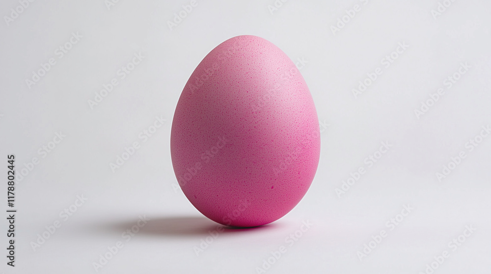 Fototapeta premium A solitary Easter egg on a plain white background, its color bright and singular.