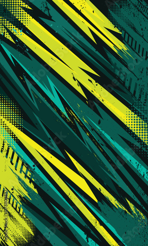 Green and yellow racing background with abstract grunge brush strokes