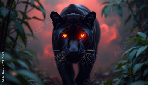 Black Panther with Red Eyes in Jungle