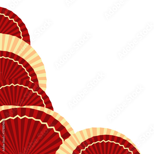 Chinese red Paper fan Corner
