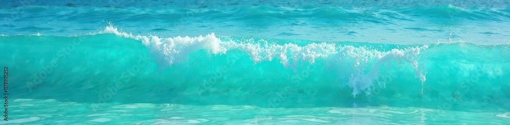 Fototapeta premium Crystal clear turquoise water, gentle wavelets with foamy crests, photography, foam