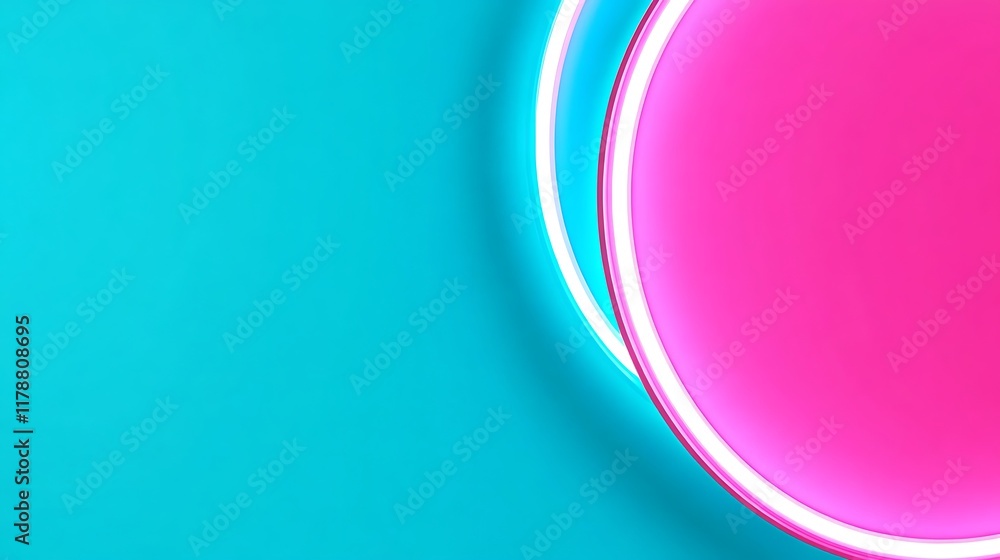Obraz premium Abstract Neon Circles on Cyan Background