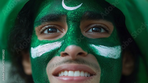 Face Paint Green Crescent Moon Flag photo