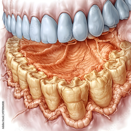 a diagram of the teeth and gums