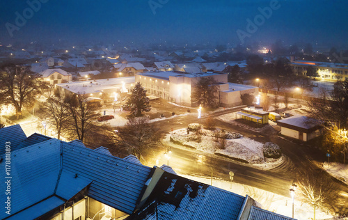 Centre in small village at nigth