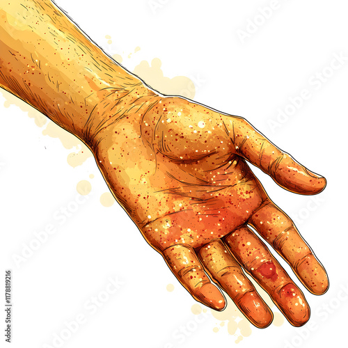 a hand with a spied substance on it