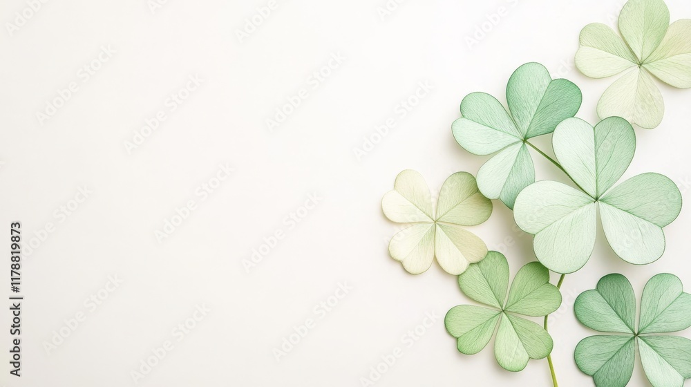 Soft green shamrock elements create a modern, harmonious design celebrating St. Patricks Day traditions Soft green shamrock elements create a modern, harmonious design celebrating St. Patricks Day traditions