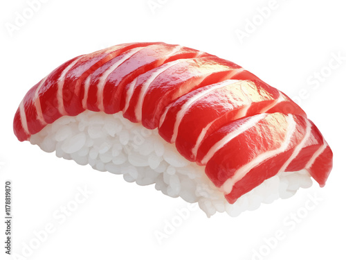 Close-Up of Toro Sushi with White Sushi Rice