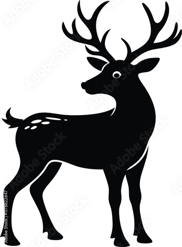 reindeer silhouette vector, Deer vector illustration 