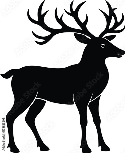 reindeer silhouette vector, Deer vector illustration 