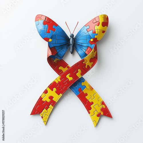 Butterfly ribbon for the world autism day