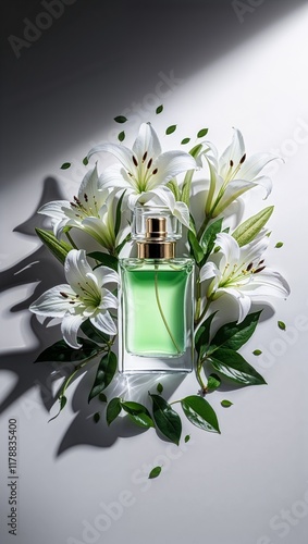 bottle and lily flower