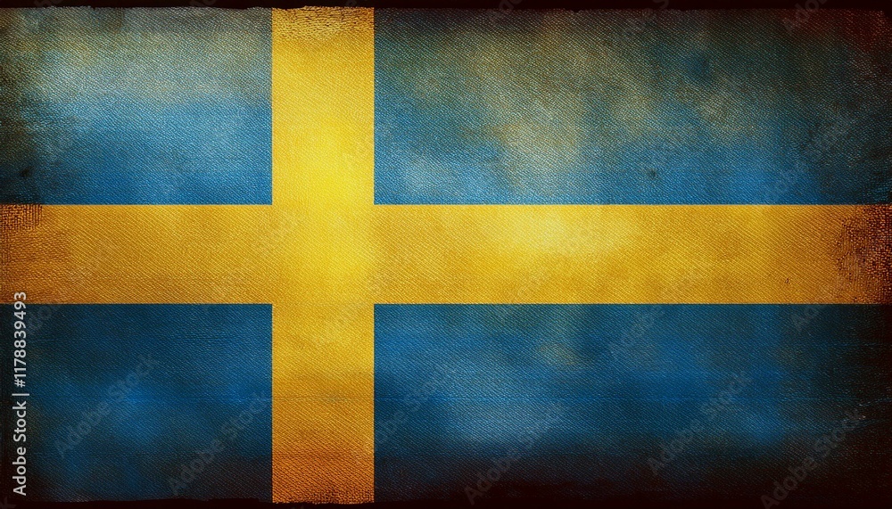Fototapeta premium Old Vintage Sweden Flag 