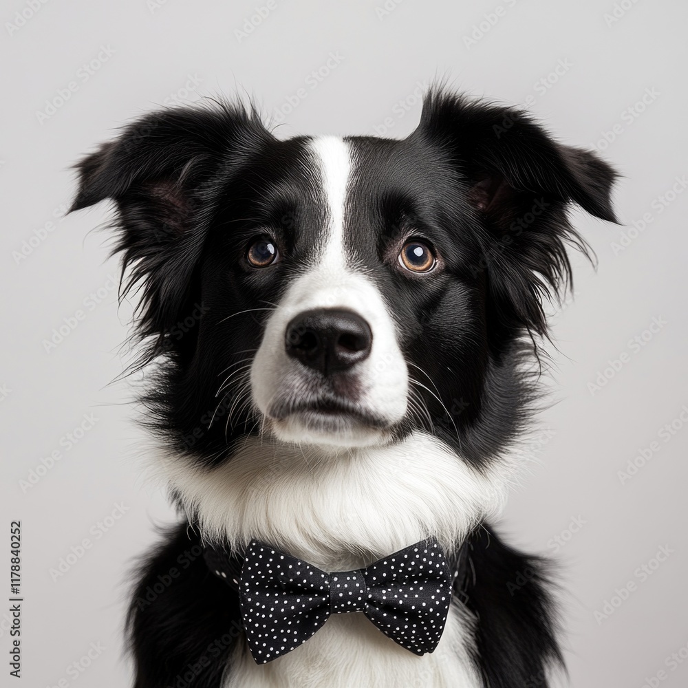 Black and White Dog with Bow Tie Black and White Dog with Bow Tie