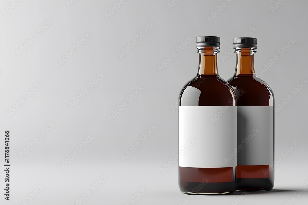Two Glass Bottles with Blank Labels Two Glass Bottles with Blank Labels