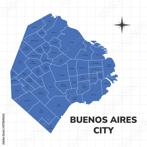 Buenos Aires City map illustration. Map of the City in Argentina