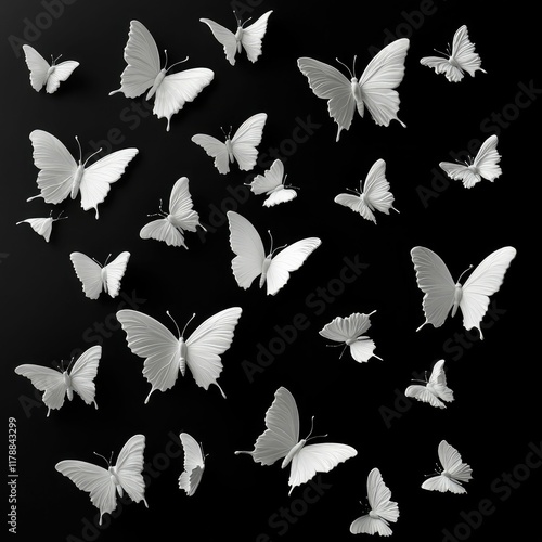  various brightly colored butterflies on a black background.