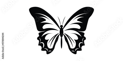 Butterfly silhouette illustration art design. insects butterfly outline, tattoo, coloring, on a white background. Butterfly icon. 