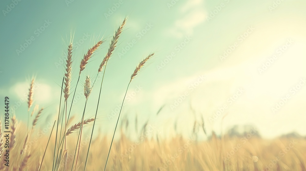 Fototapeta premium Golden Wheat Field at Sunset