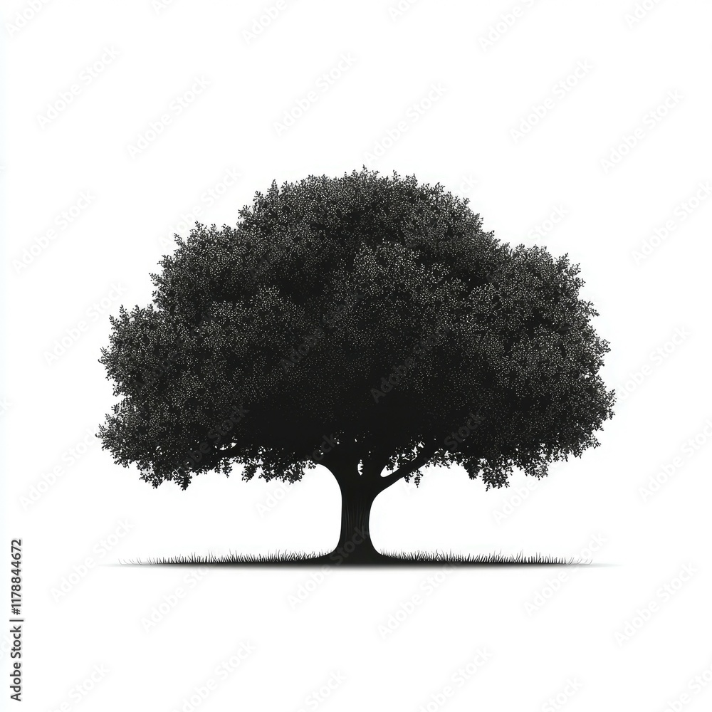 Fototapeta premium Majestic Silhouette of an Oak Tree: A Timeless Nature Illustration
