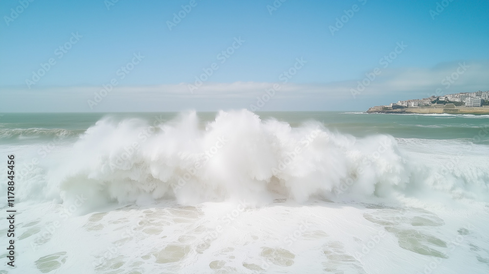 Fototapeta premium Ocean's Fury: Dramatic Crashing Wave