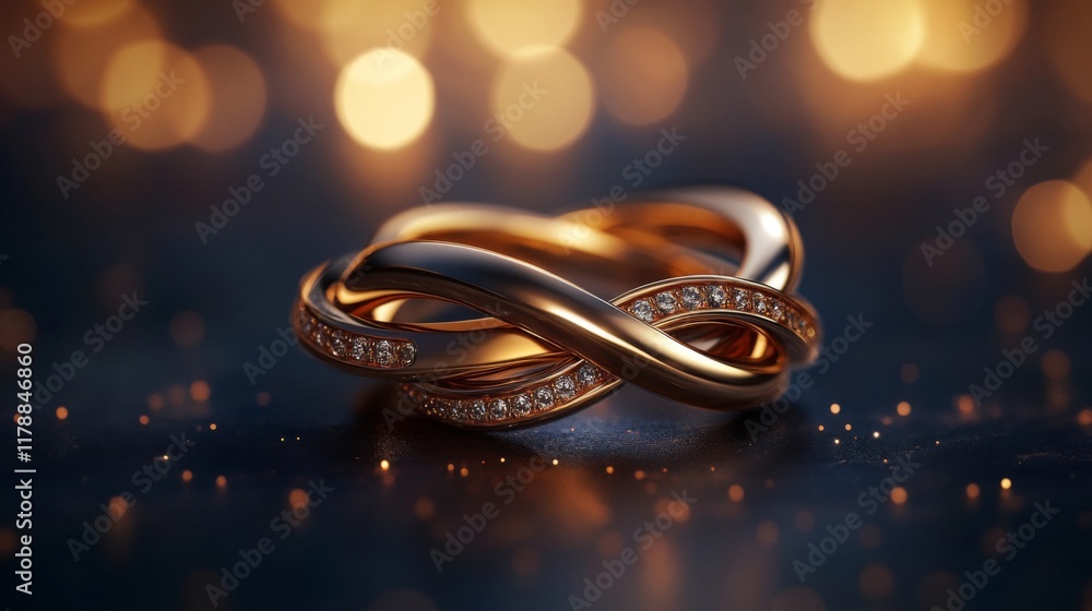 Elegant Gold Intertwined Ring With Diamonds