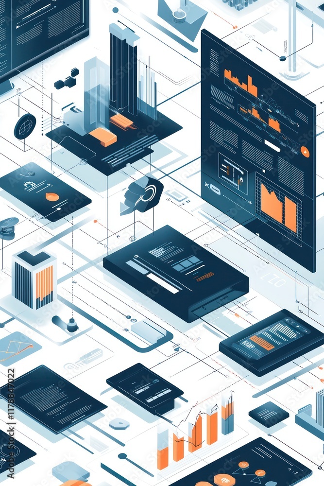 Obraz premium AI-driven financial platforms and risk analysis tools iconized.