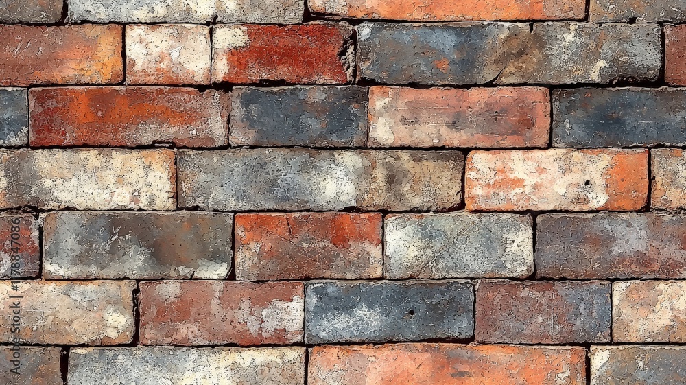 seamless pattern of an old brick wall, with the texture and colors of aged red bricks seamless pattern of an old brick wall, with the texture and colors of aged red bricks