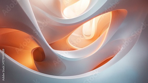Abstract Orange and White Swirls: A Digital Art Masterpiece