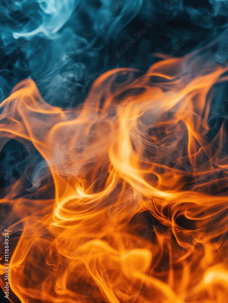 Fototapeta premium Close-up of flames on dark background