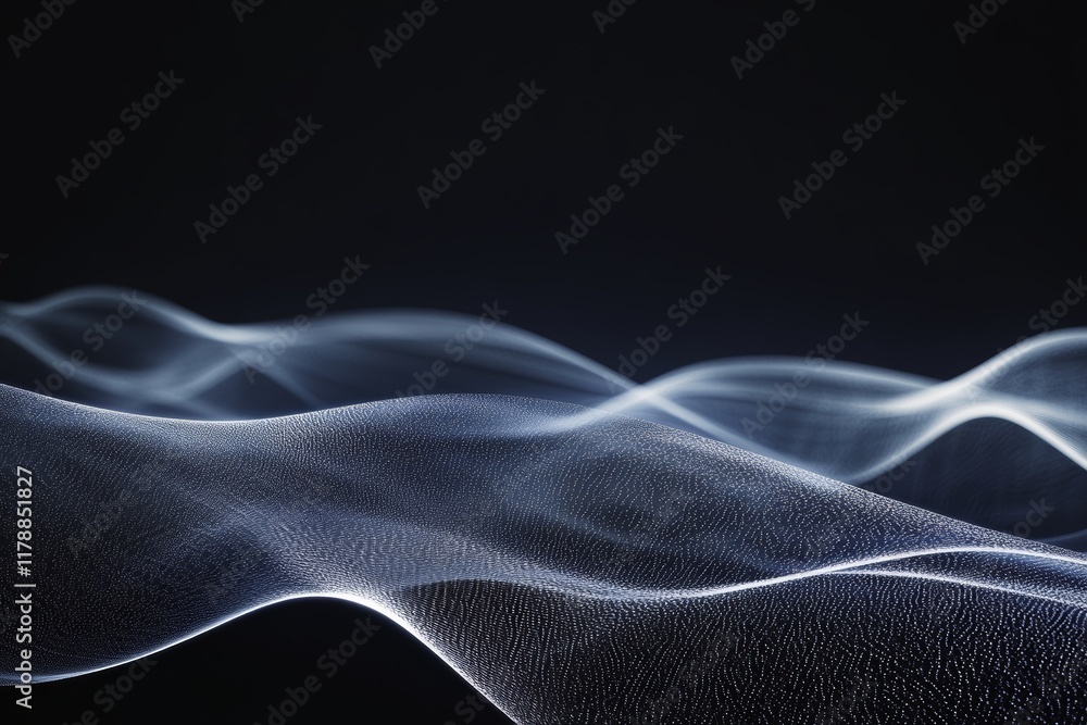 Abstract image of digital waveforms with glowing lines on a dark background, showcasing dynamic motion and fluid patterns. Abstract image of digital waveforms with glowing lines on a dark background, showcasing dynamic motion and fluid patterns.