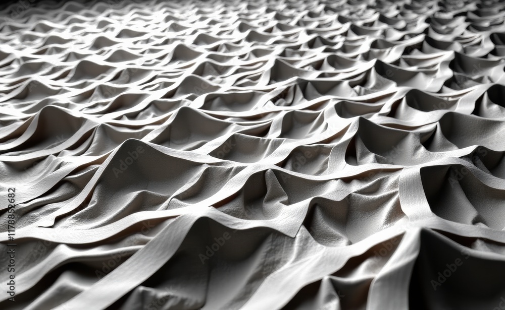 Obraz premium A mesmerizing abstract image of a textured surface with undulating waves and folds, creating a dynamic and almost sculptural effect.