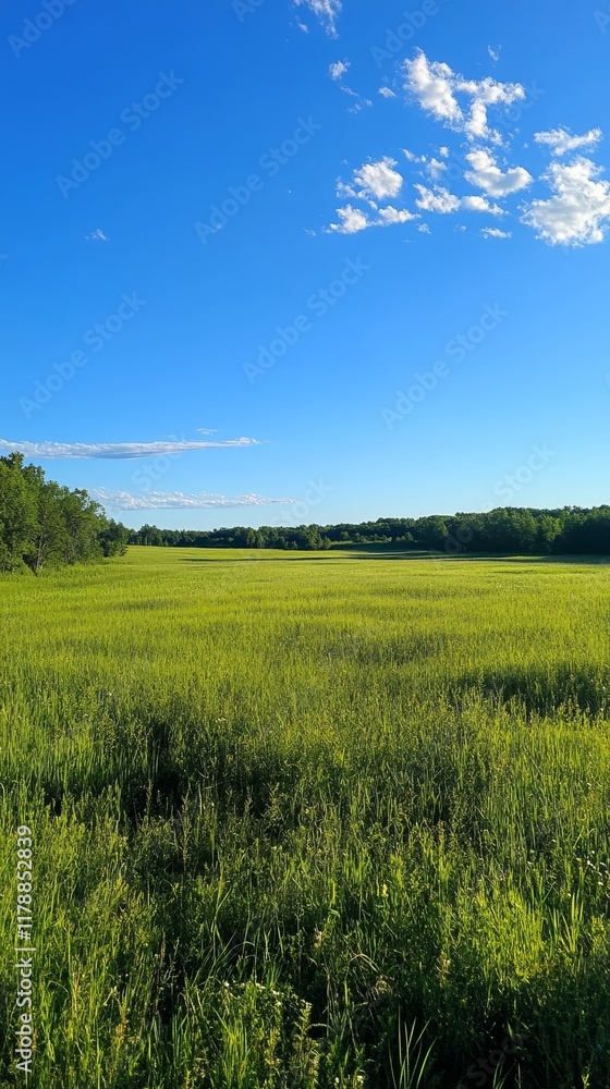 A vibrant green field stretches under a bright blue sky with scattered clouds, capturing the essence of a peaceful countryside landscape. A vibrant green field stretches under a bright blue sky with scattered clouds, capturing the essence of a peaceful countryside landscape.