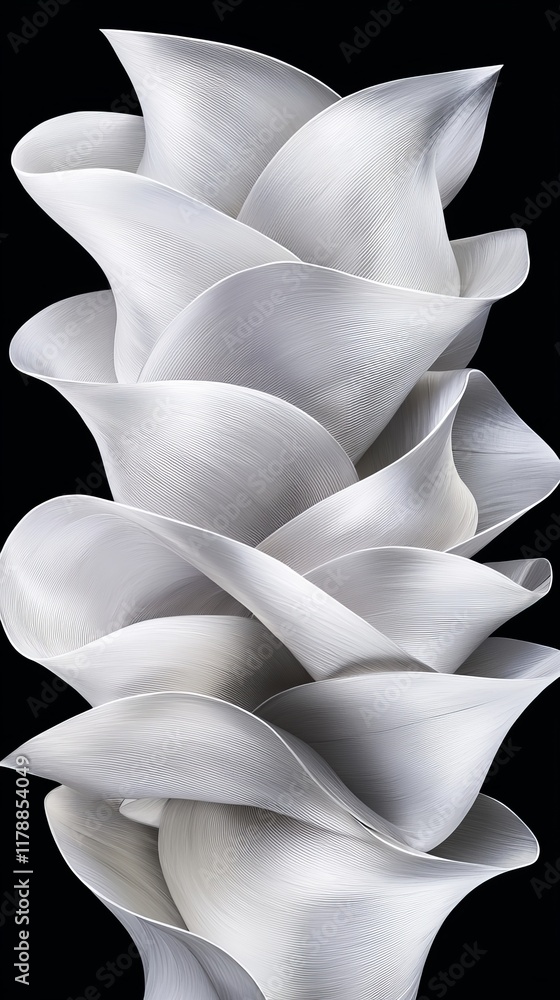 Obraz premium Abstract White Sculpture Elegant Flowing Layered Petals Modern Art