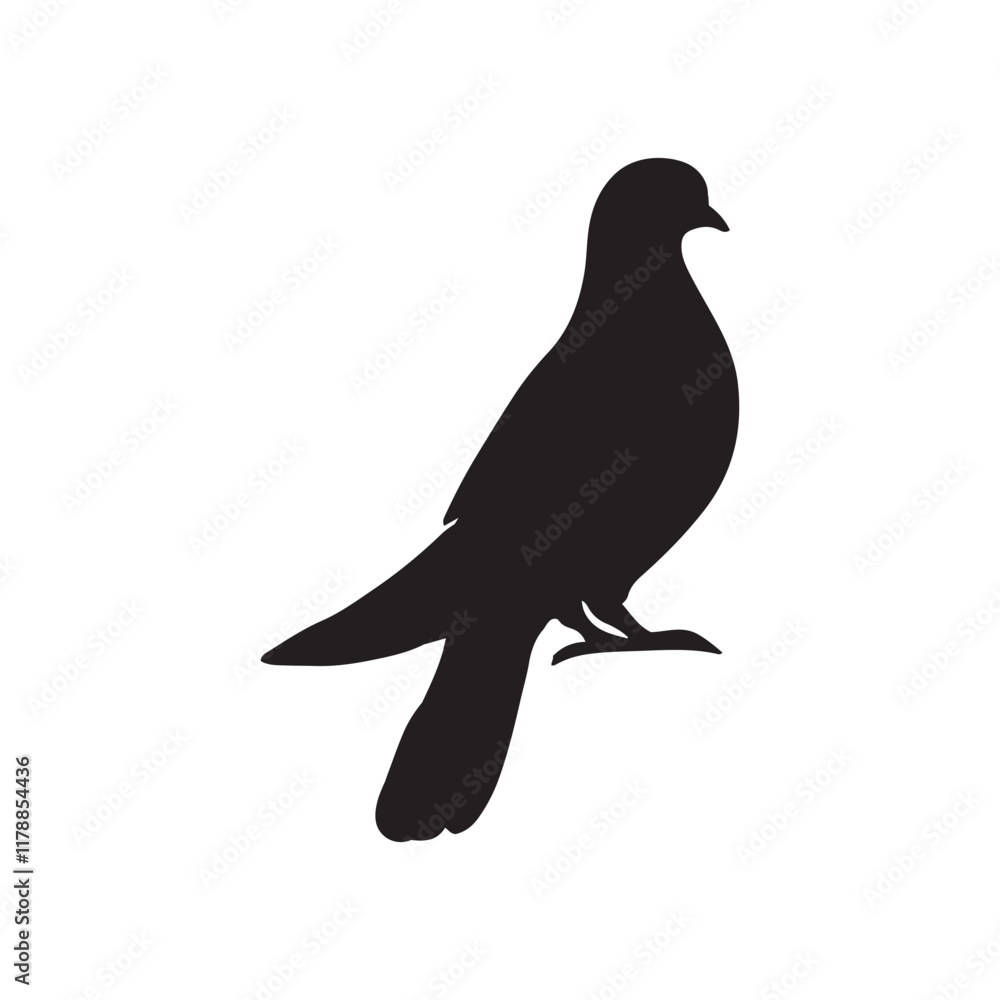 Fototapeta premium flying dove silhouette vector, Birds icon set, animal vector, Pigeon silhouette | vector silhouette illustration on white background, dove logo vector icon illustration, logo template