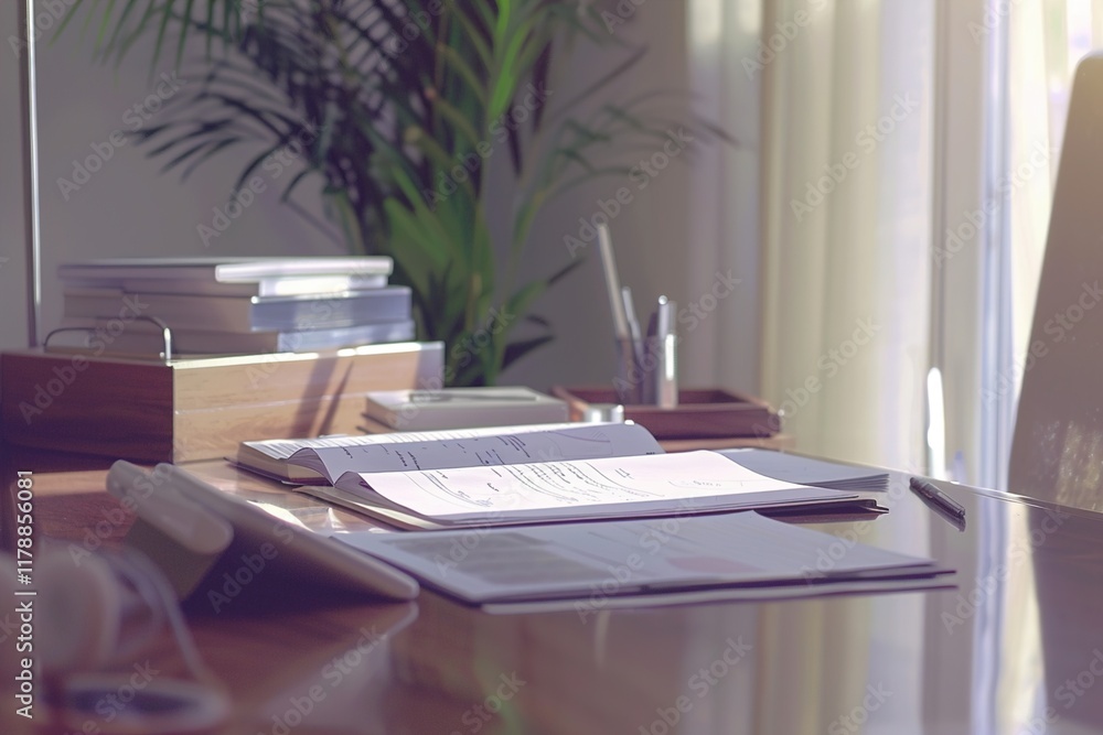 A professional workspace featuring a candidate handing a portfolio to a hiring manager across a clean, modern desk with minimal decor. A professional workspace featuring a candidate handing a portfolio to a hiring manager across a clean, modern desk with minimal decor.